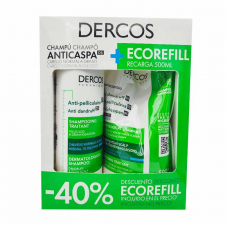 Pack Dercos Champú Anticaspa Cabello Normal a Graso + Recarga 