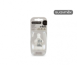 Suavinex Tetina Silicona Boca Ancha Flujo Denso +4 M 2 Unidades - Farmacia Ribera