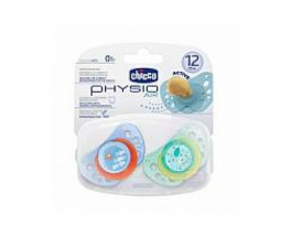 Chicco Chupete Physio Air Azul Caucho 12 Meses+ 2 Unidades - Farmacia Ribera