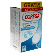Corega Oxigeno Bio-Activo Limpieza Prótesis Dental 64+44 Tabletas