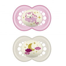 Mam Baby Chupete Silicona Fisiologico Original Night + 6 Meses 2 Unidades Color Rosa