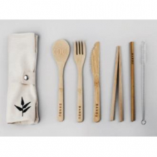 Banbu Set De Cubiertos De Bambu+Funda De Tela.